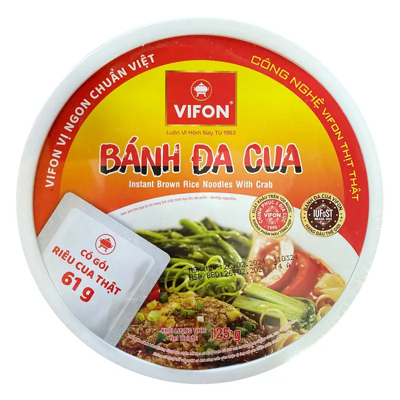 Vifon Instant Rice Pancake With Crab In Bowl Banh Da Cua An Lien Co Goi Thit (Bat) 125g x 12