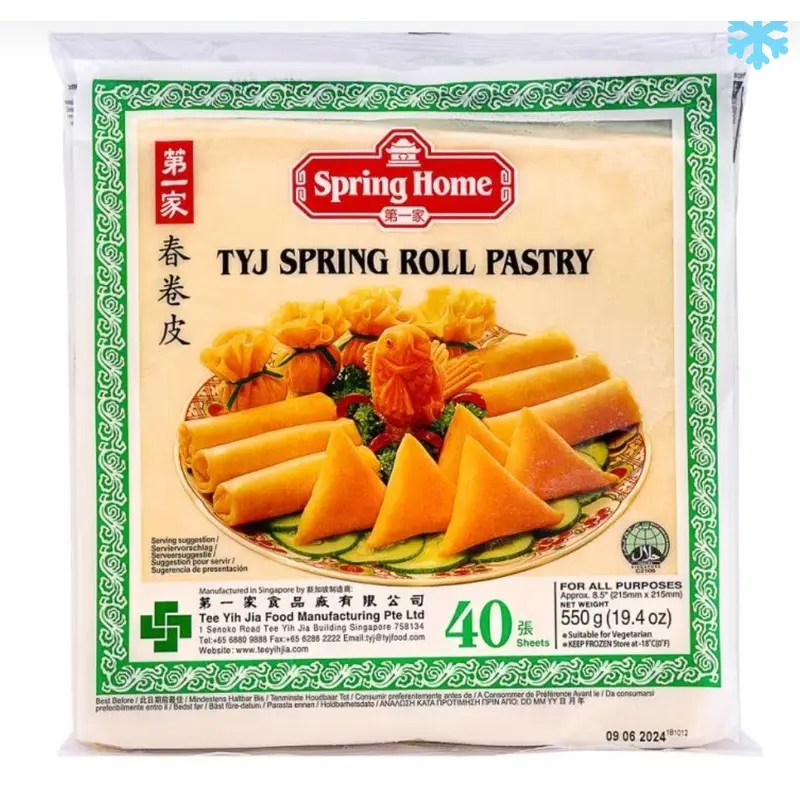 TYJ 8.5" Frozen Spring Roll Pastry(40 sheets) Banh Trang Cha Gio Re Dong Lanh 1x550g