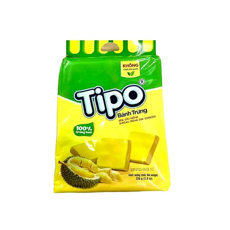 Tipo Cream Egg Cookies With Durian Banh Trung Sau Rieng 220gr x 16