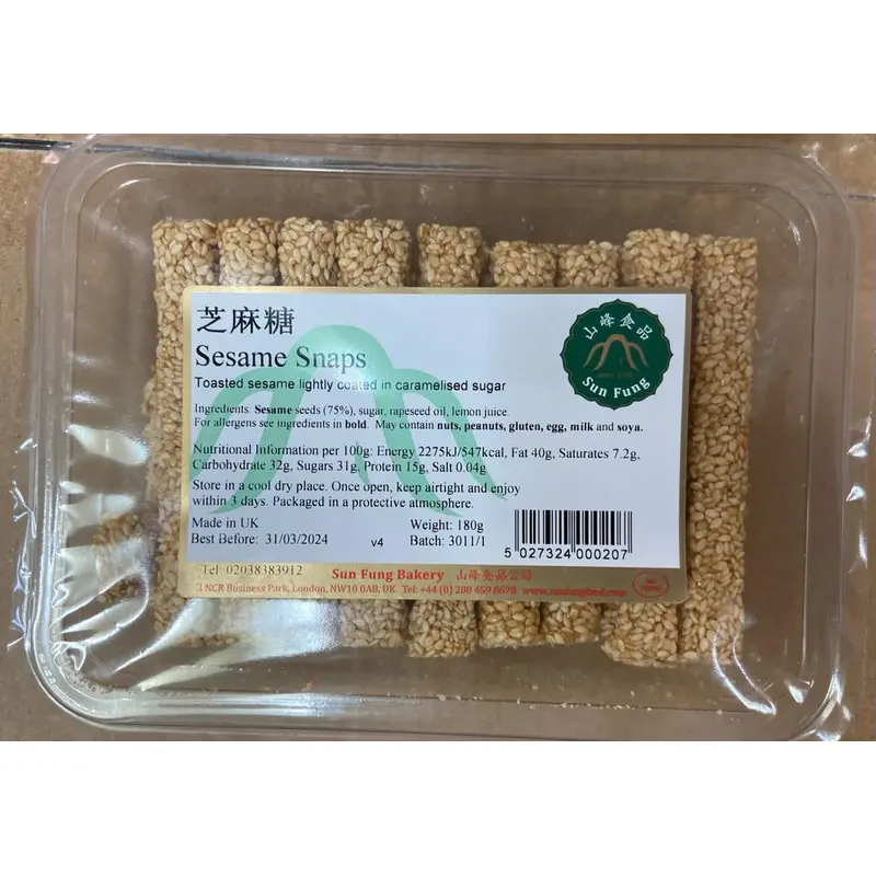 Sun Fung Sesame Snaps 180g x1