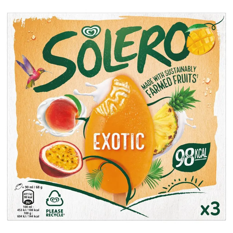 Solero Exotic Ice Cream (3 x 90 ml) 3pk x1
