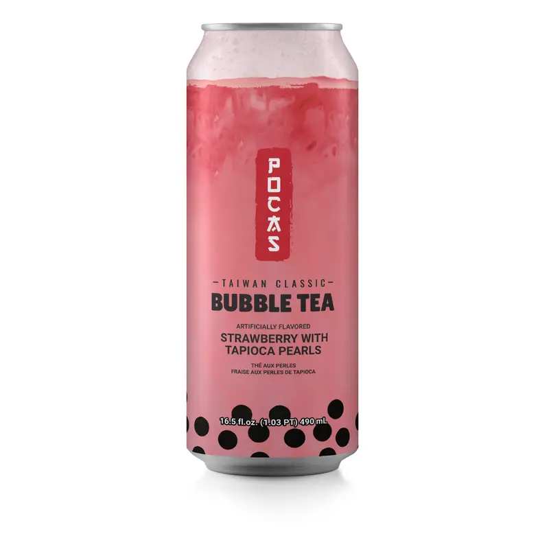 Pocas Bubble Tea Strawberry Flavour  Tra Tran Chau Vi Dau Tay Thanh Long 490ml x 1