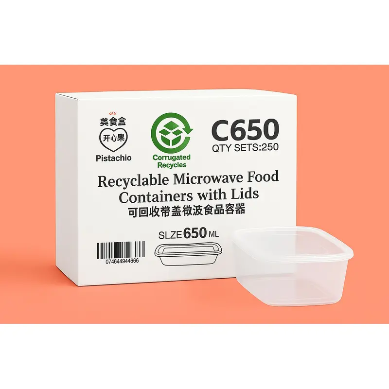 Pistachio C650 Recyclable Microwave Food container 250 sets x 1 box