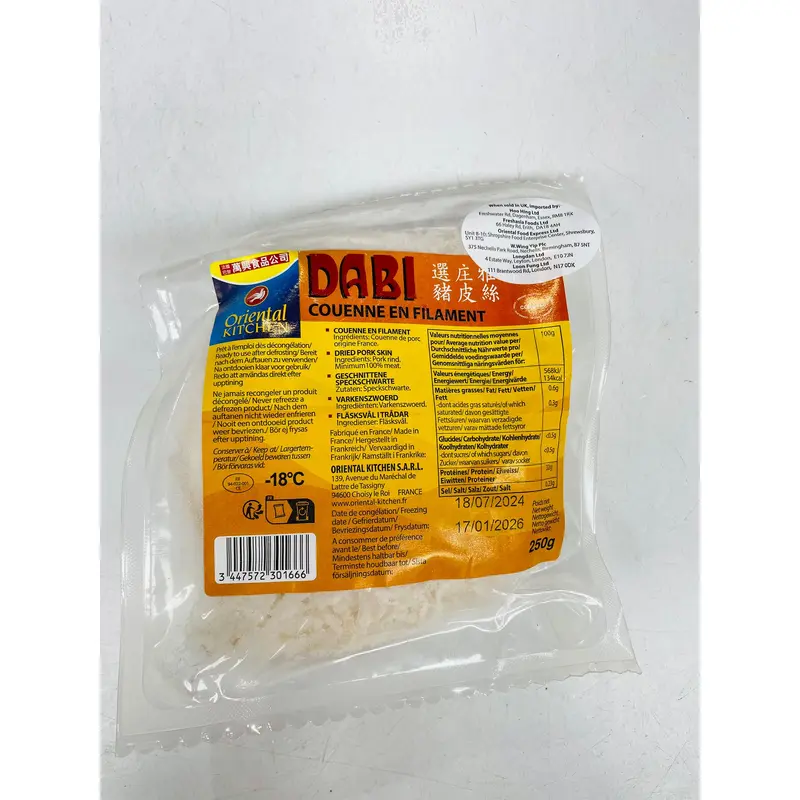 Oriental Kitchen Frozen Shredded Pork Skin Da Bi Dong Lanh 250g x 1