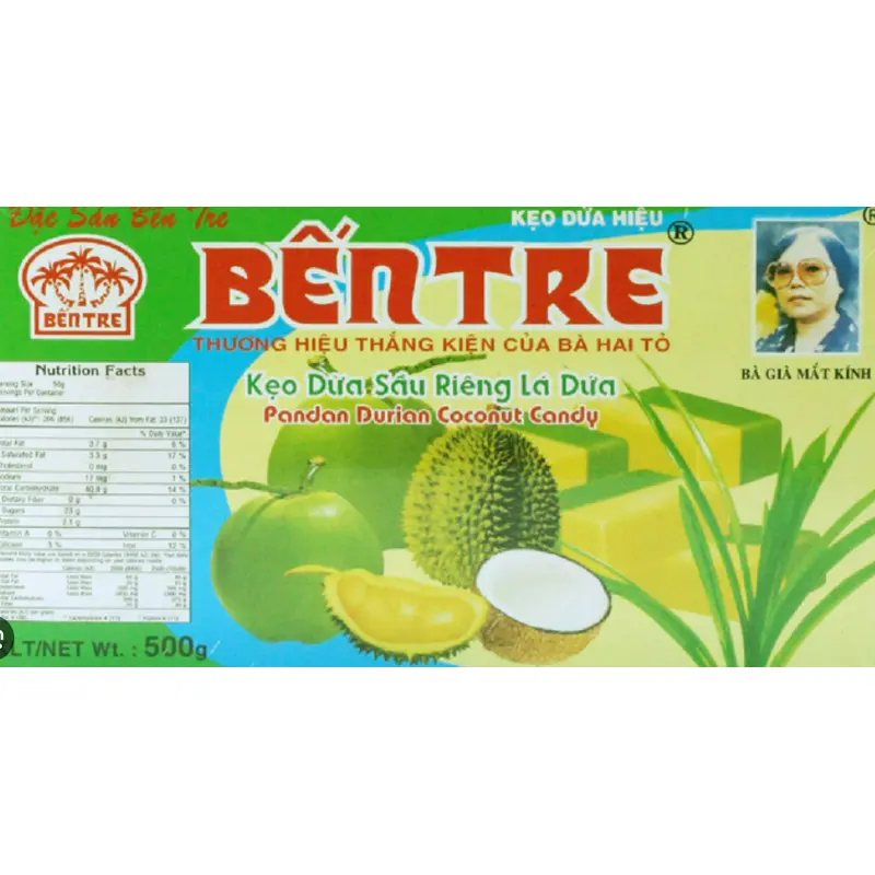 15886 Ben Tre Coconut Durian Candy Flavor Keo Dua Sau rieng 200g x 90