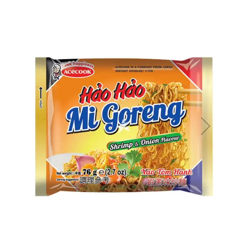 16256 Hao Hao Instant Noodles Fried Onion Shrimp Flavour mi xao tom hanh 76gx30