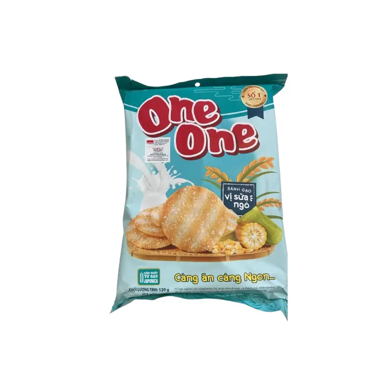 One One Rice Cake Milk Corn Flavor  Banh Gao Sua Ngo 120gr x 1