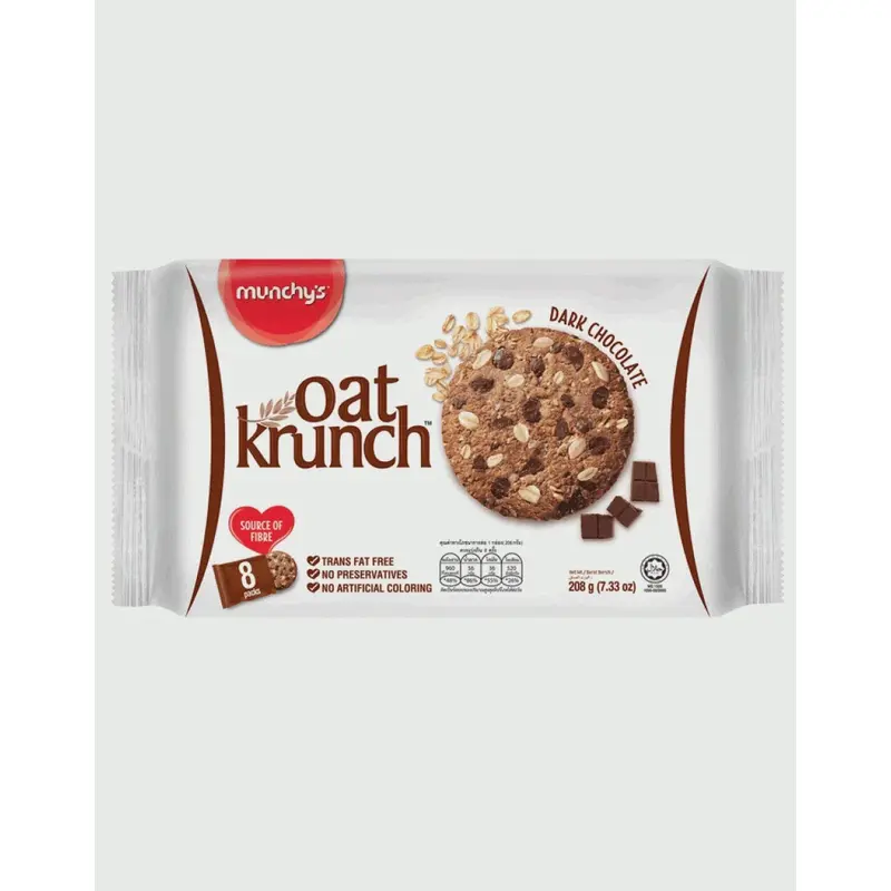 Munchy's Oat Dark Chocolate Banh quy lua mach vi socola den 208g x1