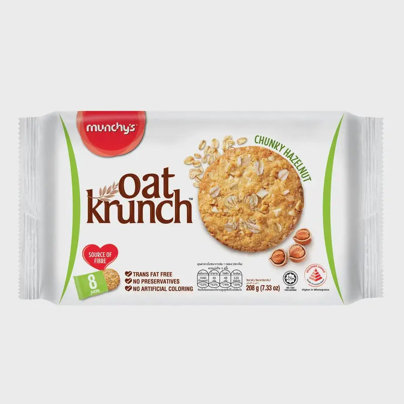 Munchy's Oat Krunch Chunky Hazelnut Banh quy lua mach vi hat phi 208g x1