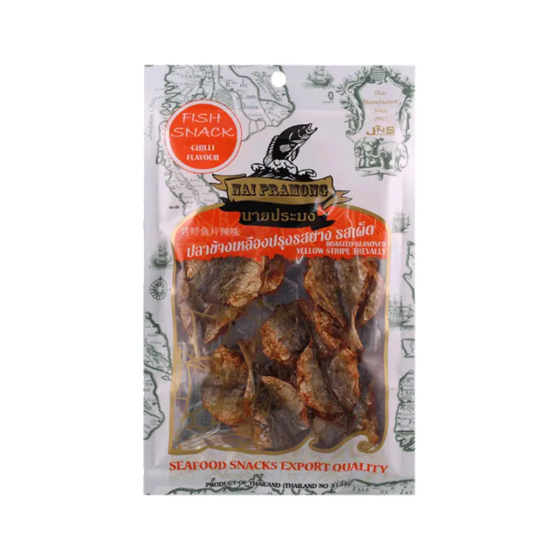 NAI PRAMONG Roasted Seasoned Yellow Striped Trevally - Chilli () Ca Chi Vang tam ot Nuong 40g x 1