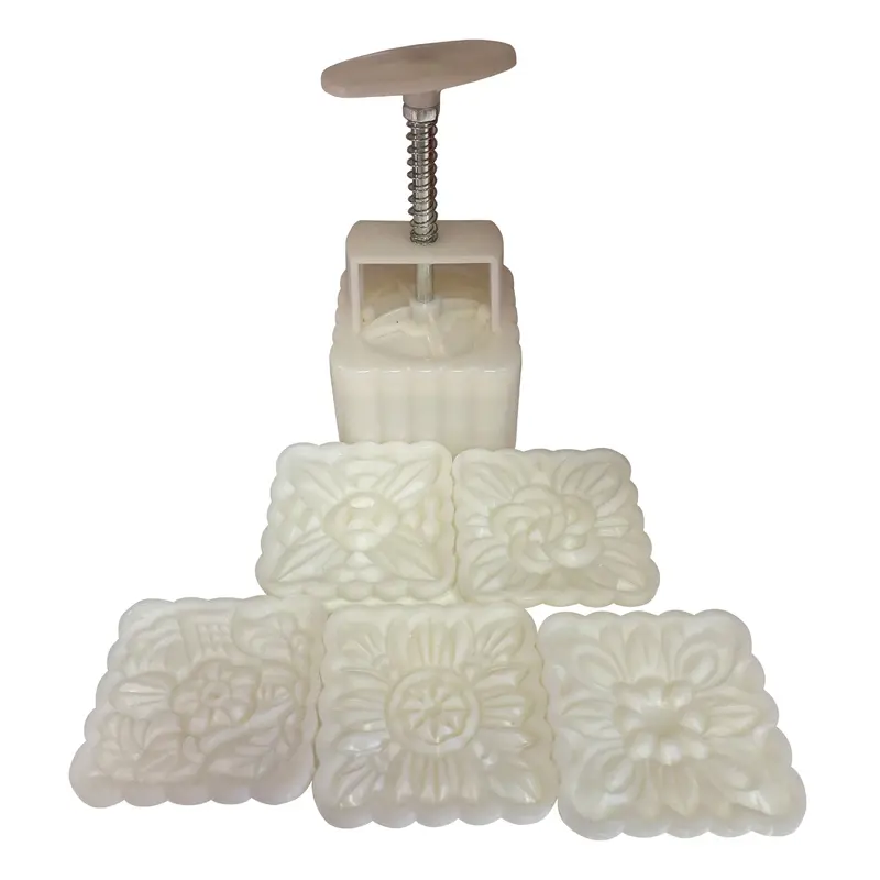 Moon Cake Mold 5 Style Khuon Banh Trung Thu Lo Xo 150G 5 Mat Vuong 1set x 1