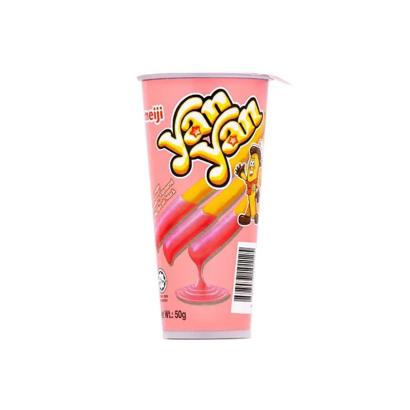 Meiji Yan Yan Creamy Strawberry Flavoured Dip Biscuit Snack  50g x1