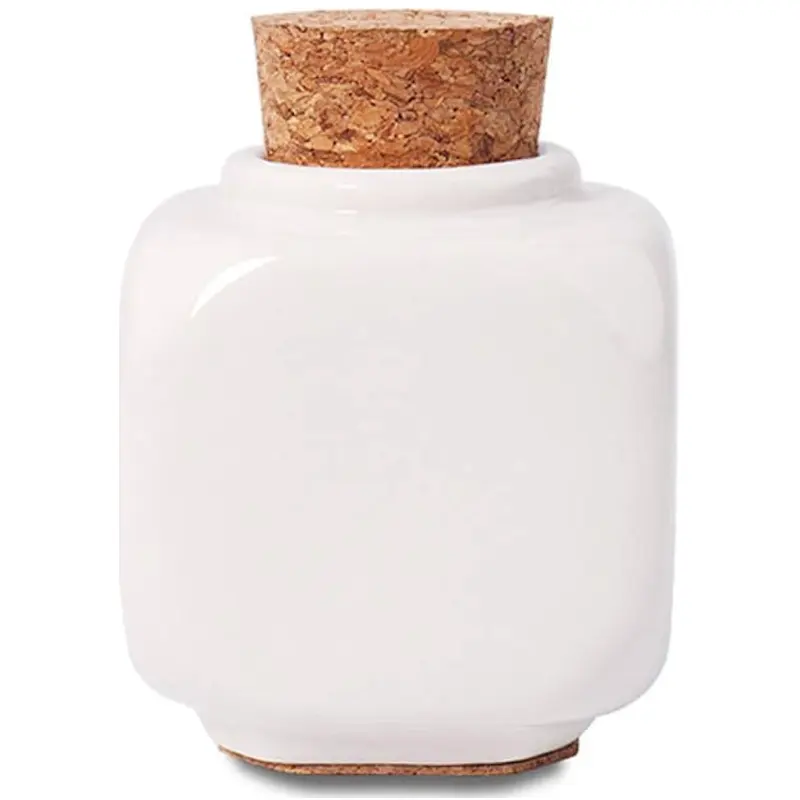 14282 White Ceramic jar with lid 1pc x 1 4B