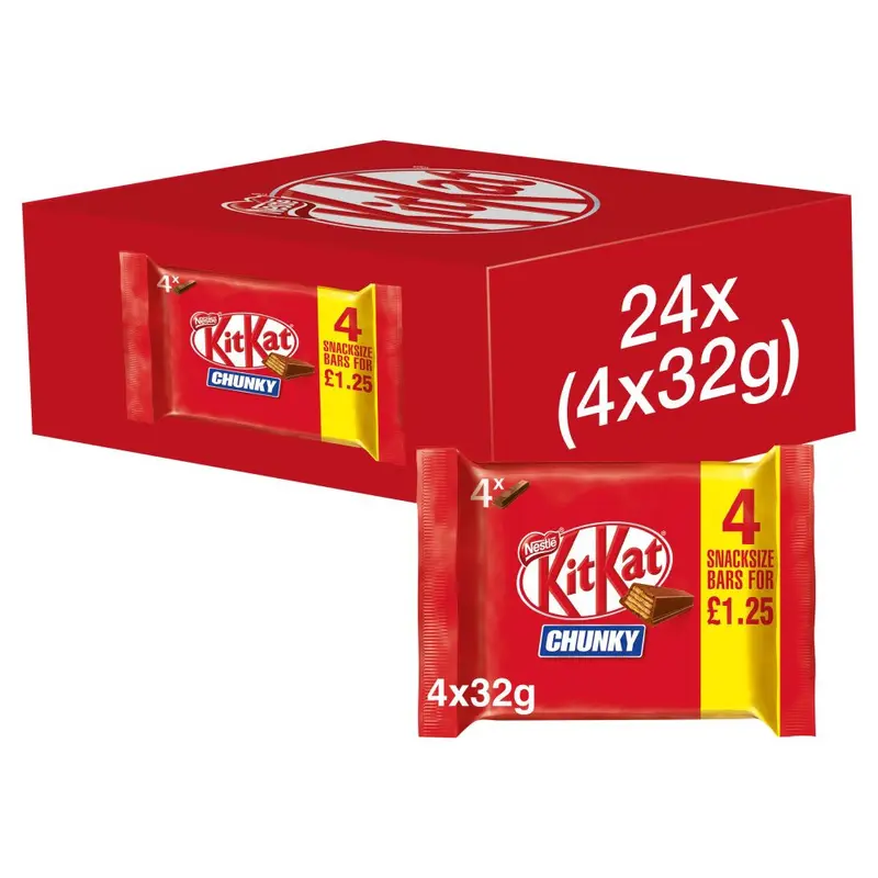 Kit Kat Chunky Milk Chocolate Bar Multipack 32g 4 Packx1