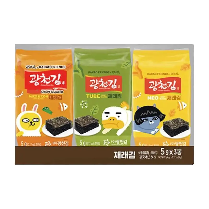 Kakao Friends Kwangcheon Dosirak Seaweed Kakao Talk Friends (5gx3pkgs) 15g x1