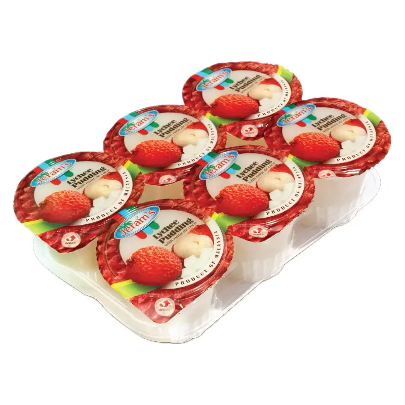 JERAM Lychee Pudding + Nata De Coco  Pudding Vai Thach Dua (115gx6) x 1