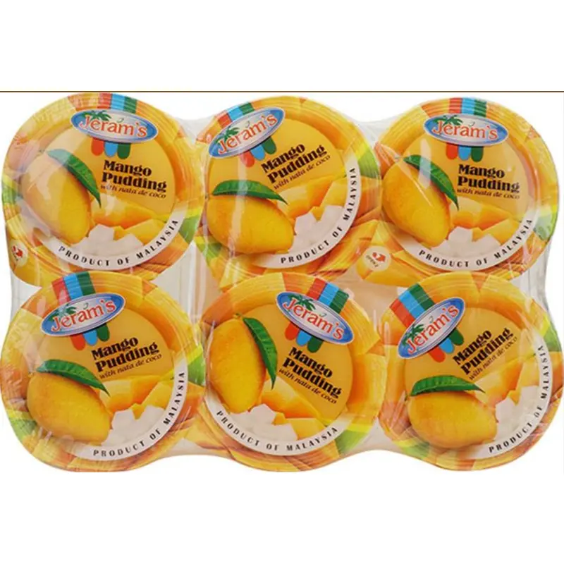 JERAM Mango Pudding + Nata De Coco () Pudding Vai Thach Dua (115gx6) x 1