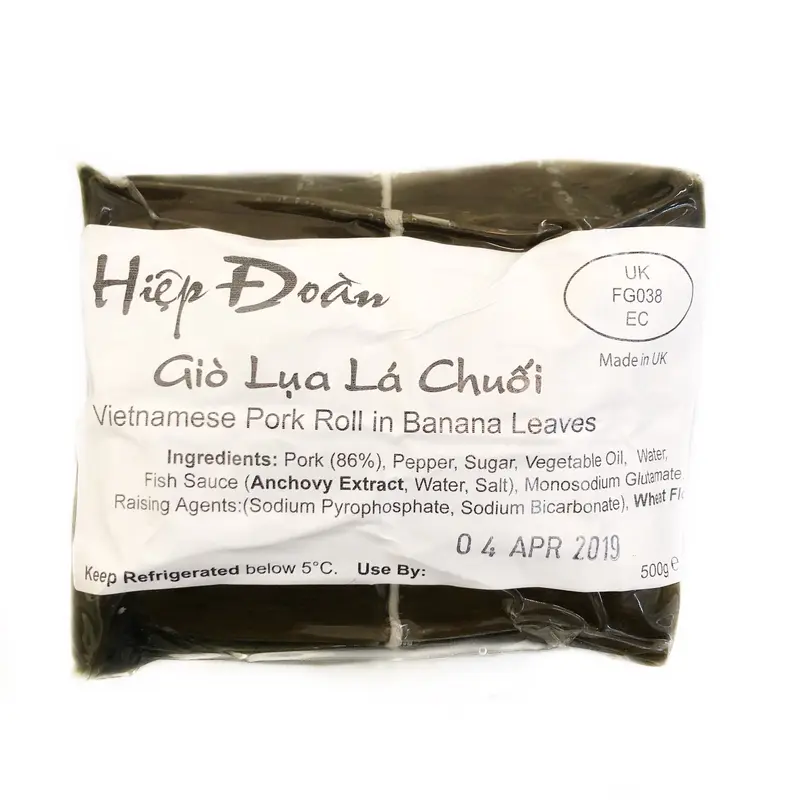 Hiep Doan Fresh Banana Pork Rolls Gio Lua La Chuoi Hiep Doan 500g