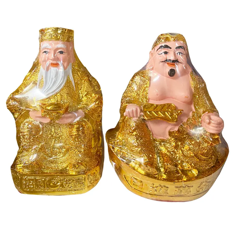 Couple Of Earth God Statue Gold Standard Cap Tuong Tai Dia Ma Vang Loai Thuong 7'' 1set x 1
