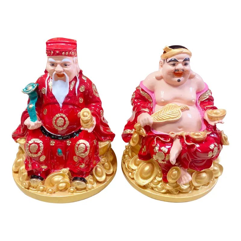 Couple Of Earth God Statue Red Premium Cap Tuong Tai Dia Mau Do Loai Dep 6'' 1set x 1