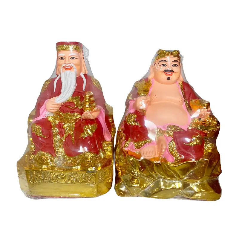 Couple Of Earth God Statue Red Standard 7 Cap Tuong Tai Dia Mau Do Loai Thuong 7" 1 set x 1
