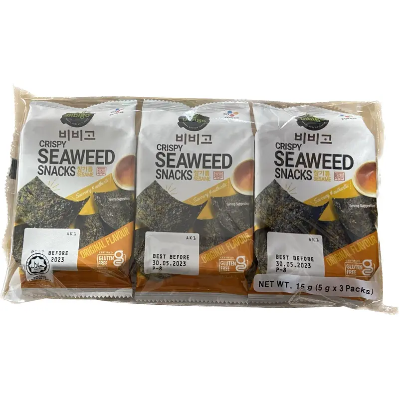CJ Bibigo Crispy Seaweed Snacks Original (Sesame)  (5G*3pk)*1