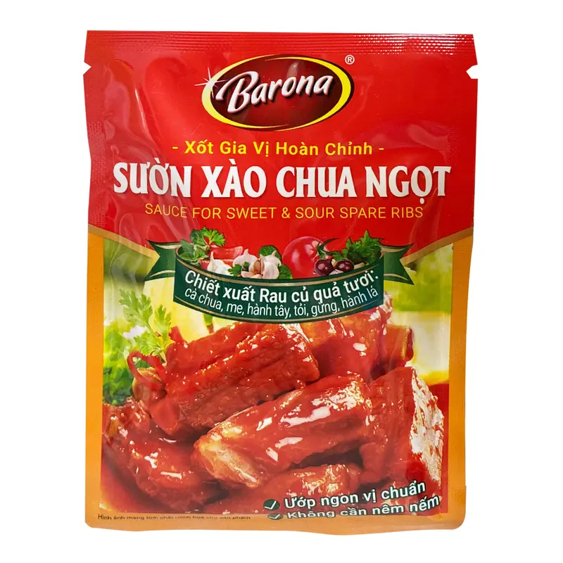 Barona Sweet & Sour Sauce For Spareibs Xot Gia Vi Hoan Chinh Suon Xao Chua Ngot 80gr x 1
