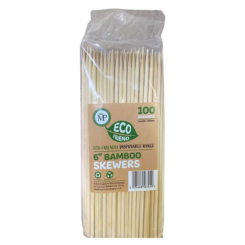 Bamboo Skewers 6'' Skewer 150mm Que Xien Bang Tre 100pcs x10 x10