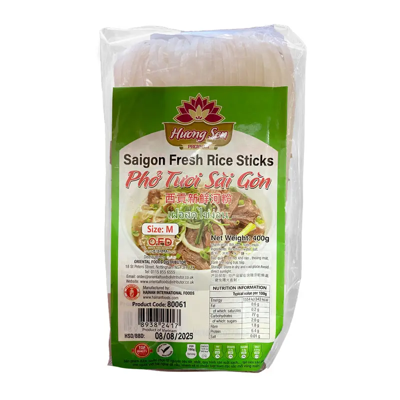 80061 Huong Sen Sai Gon Fresh Rice Sticks Pho Tuoi Saigon Size M 400g x1