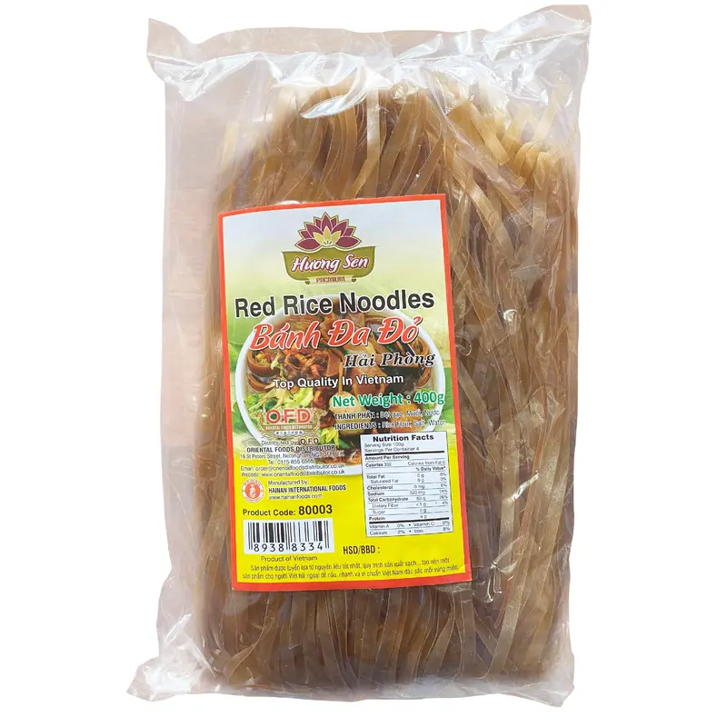80003-3 Huong Sen Red Rice Noodles Banh Da Do 400g x 24