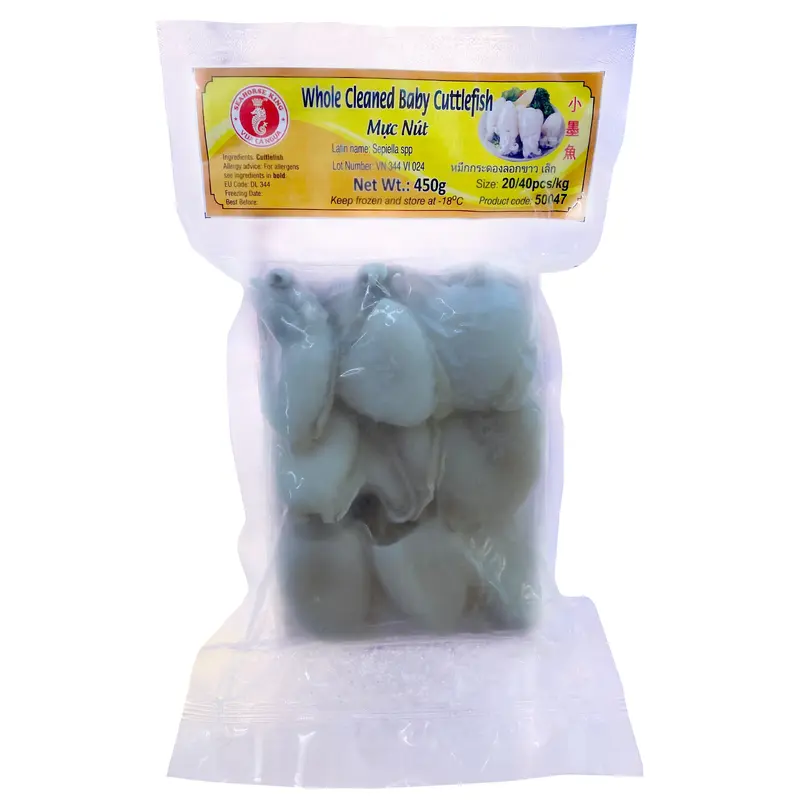50047B Seahorse King Frozen Whole Cleaned Cuttlefish Muc Nut Nguyen ConSize: 20/40pcs/kg 450gr x 20