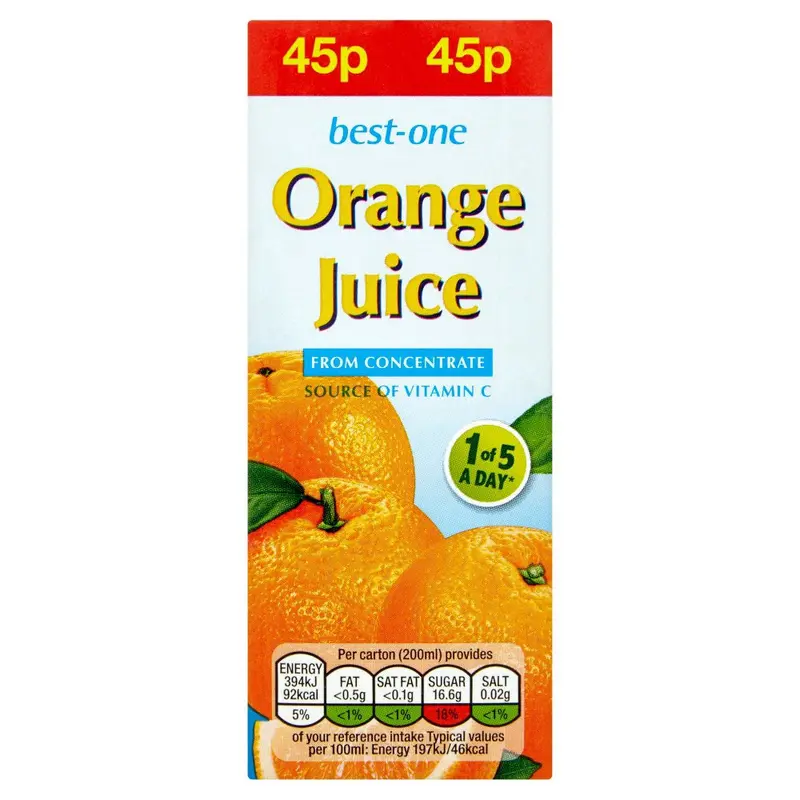 42714 Best-One Orange Juice from Concentrate 200ml x1