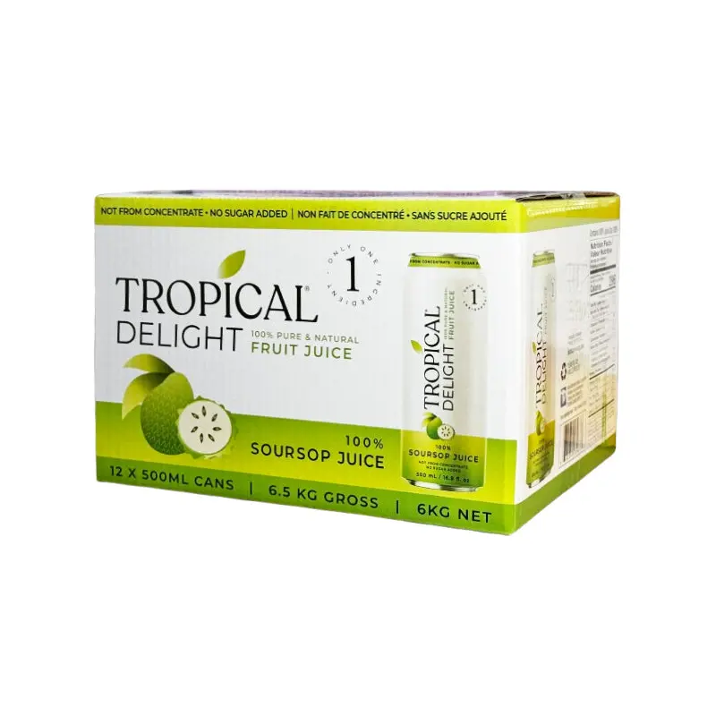 TROPICAL DELIGHT - TD 100% SOURSOP JUICE CAN 12x500 ML