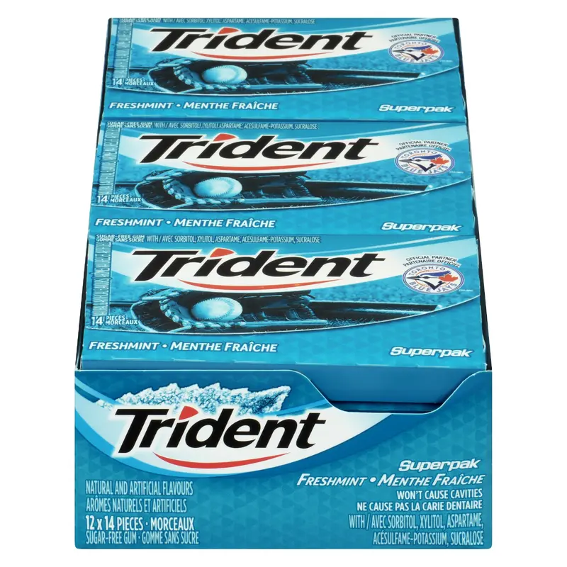 TRIDENT - SUGAR FREE FRESH MINT GUM 12x14EA