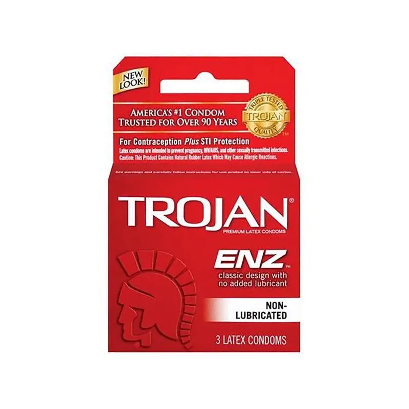 TROJAN - ENZ NON-LUBRICATED (RED) 3PK