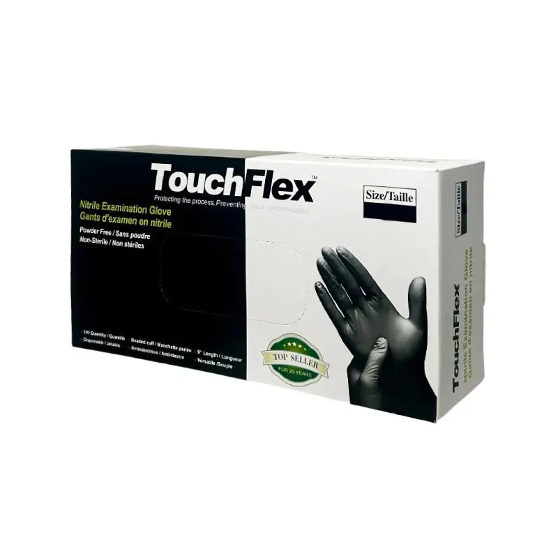 TOUCHFLEX - NITRILE BLACK LARGE GLOVES 100CT