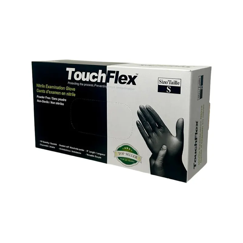 TOUCHFLEX - SMALL BLACK NITRILE GLOVES 100CT