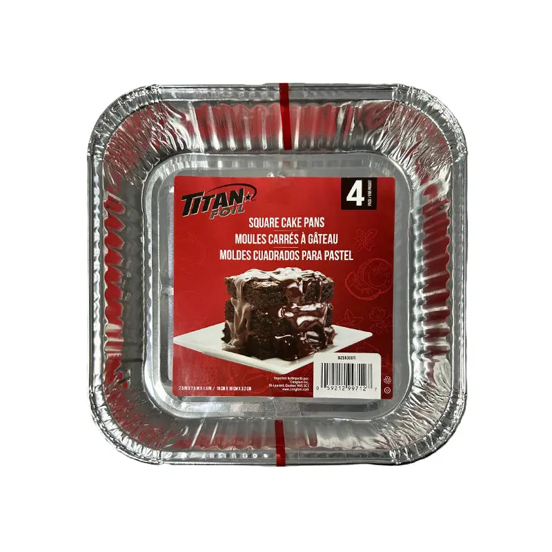 TITAN - FOIL SQUARE ALUMINUM CAKE PANS 4PK