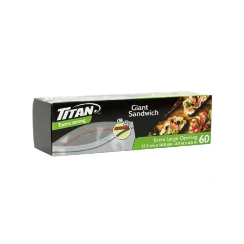 TITAN - CLIK ZIP GIANT SANDWICH BAG 60EA