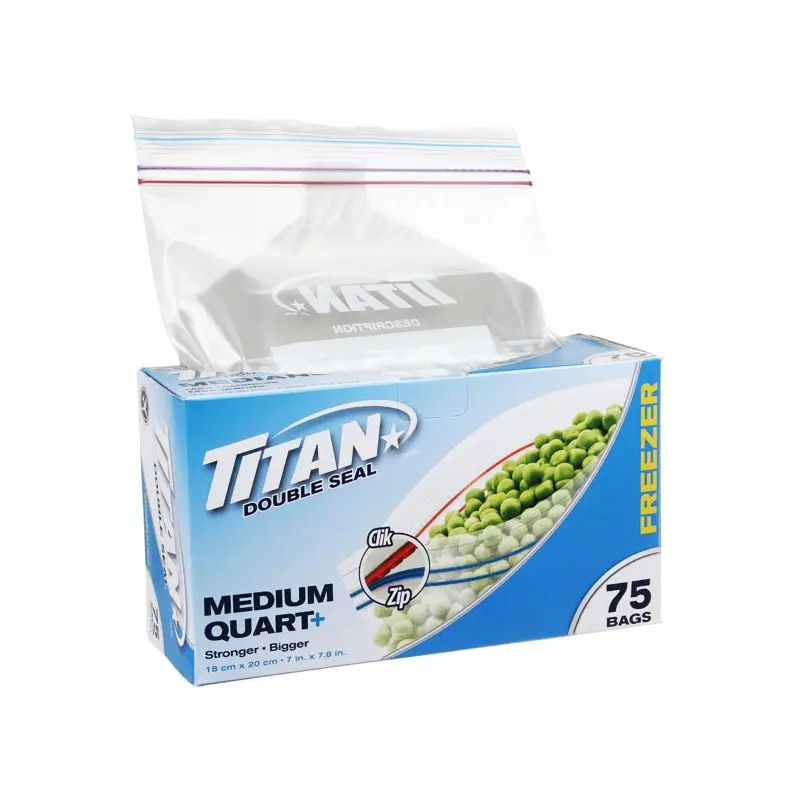 TITAN - CLIK ZIP MEDIUM FREEZER BAG 75EA
