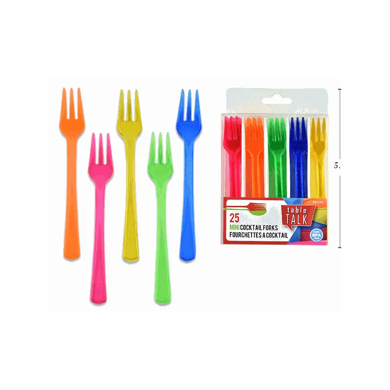 TABLE TALK - 25pk MINI RAINBOW COCKTAIL FORK 4.2IN