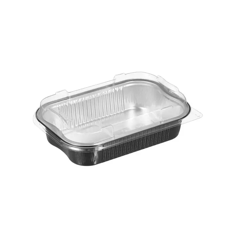 TALTHI - 1400ml ALUMINUM BLK RECT CONTAINER W/LID 1400ML 12x10 EA