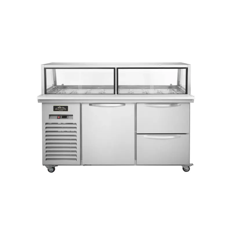 SUB EQUIP - SALAD PREP TABLE WITH SNEEZE GUARD AND DRAWERS 72"