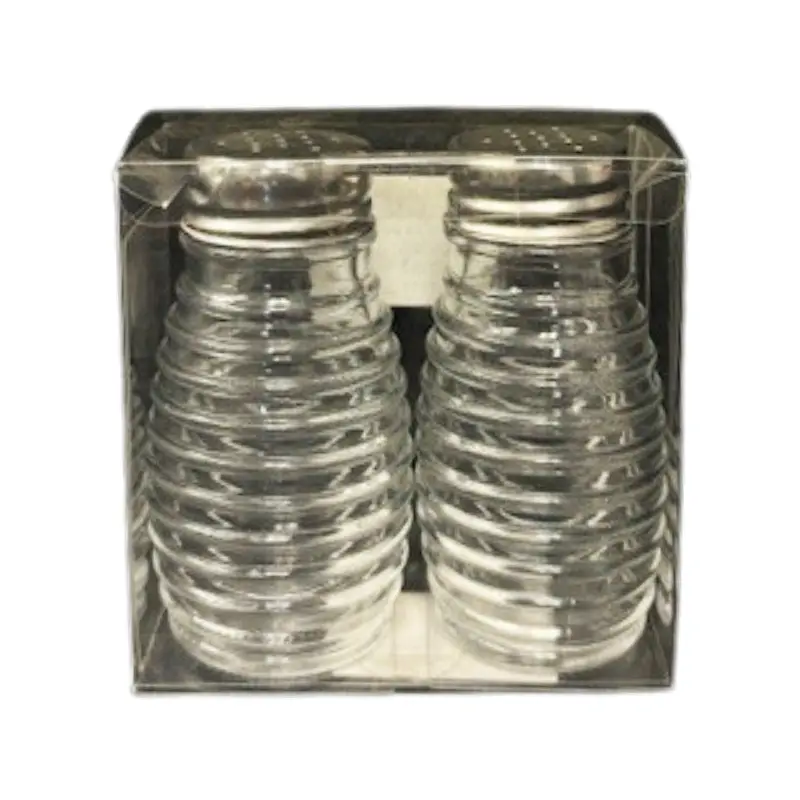 STANDA - SALT AND PEPPER SET GLASS 90ML ROUND RIBBED 1EA