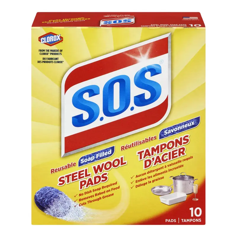 SOS - STEEL WOOL SOAP PADS 10