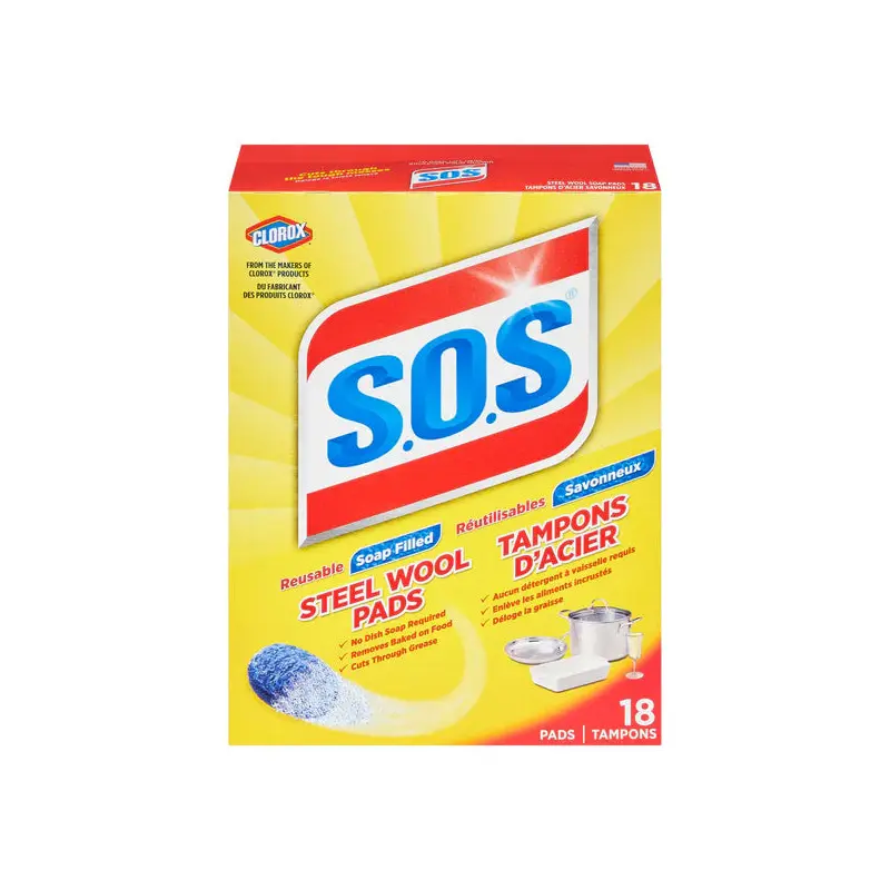 SOS - WOOL SOAP PADS 12x18 PK