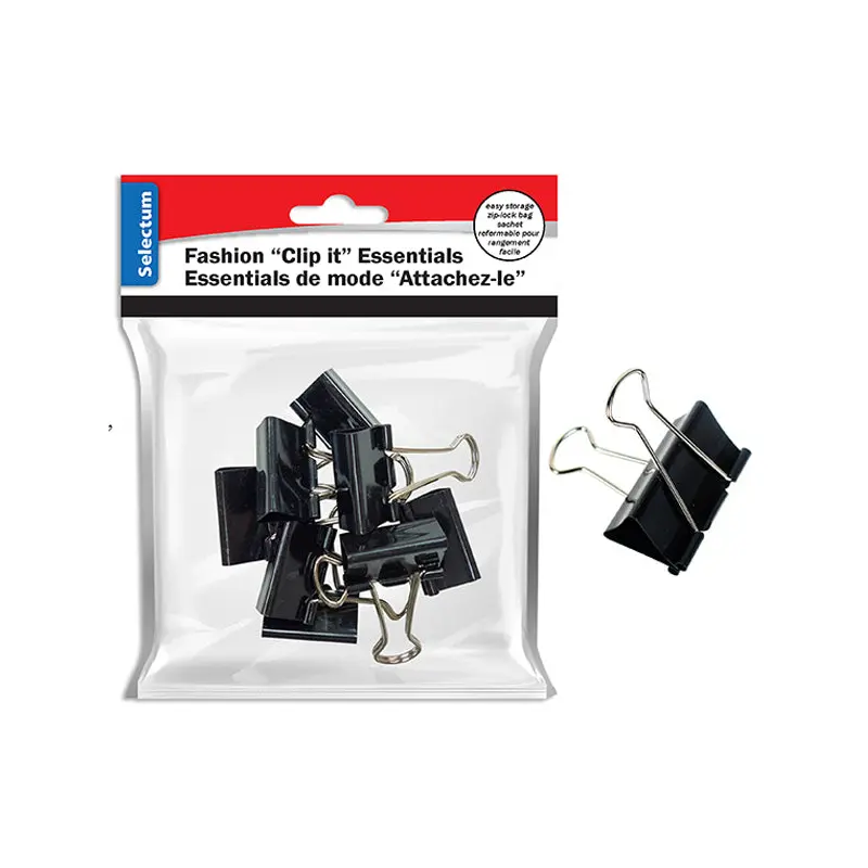 SELECTUM - FOLDBACK CLIPS 1.5in ASSORTED 4EA