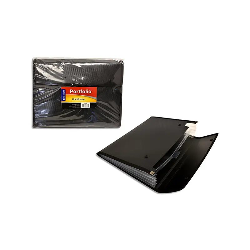 SELECTUM - PORTFOLIO 13x9.5IN BLACK BUTTONS CLOSE-2 SECTION EA
