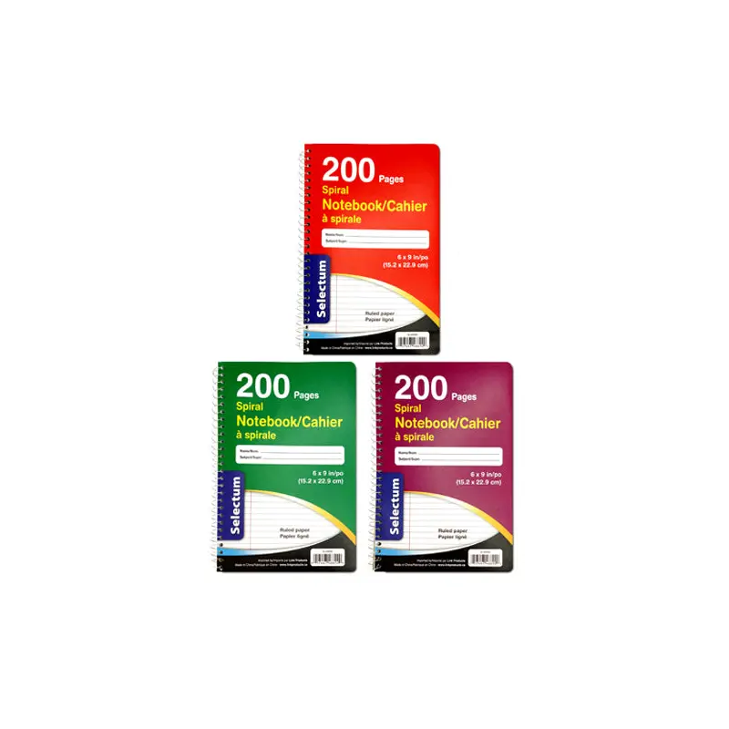 SELECTUM - COIL NOTE BOOK 6X9 200PGS 1EA