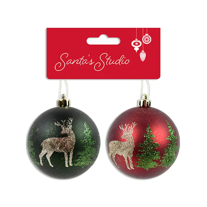 SANTA STUDIO - 3TONE GLITTER TRADITIONAL ORNAMENT 2 PK